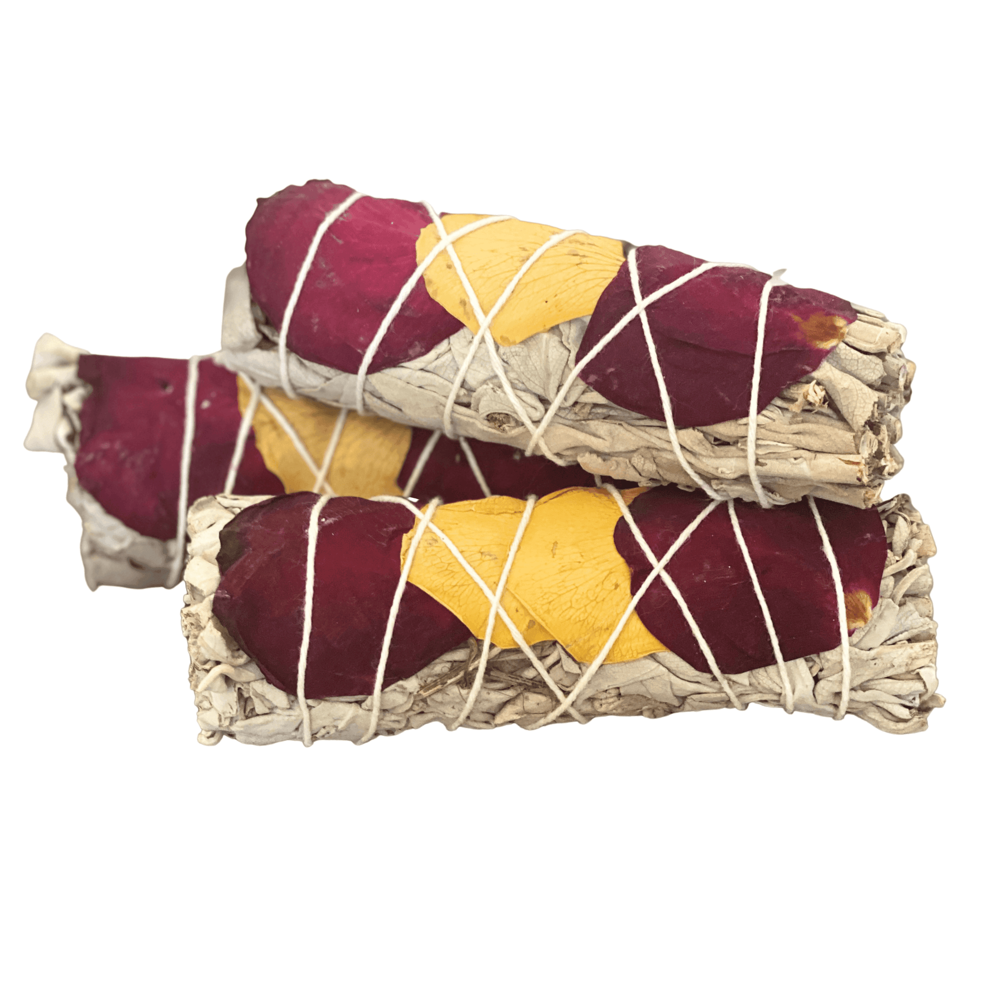 White Sage with Dried Rose Petals Smudge Stick