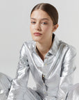 San Marino Metallic Linen Shirt in Silver by Lanhtropy