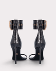 Adele Croc Embossed Leather Sandals by Ingiliz
