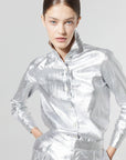 San Marino Metallic Linen Shirt in Silver by Lanhtropy