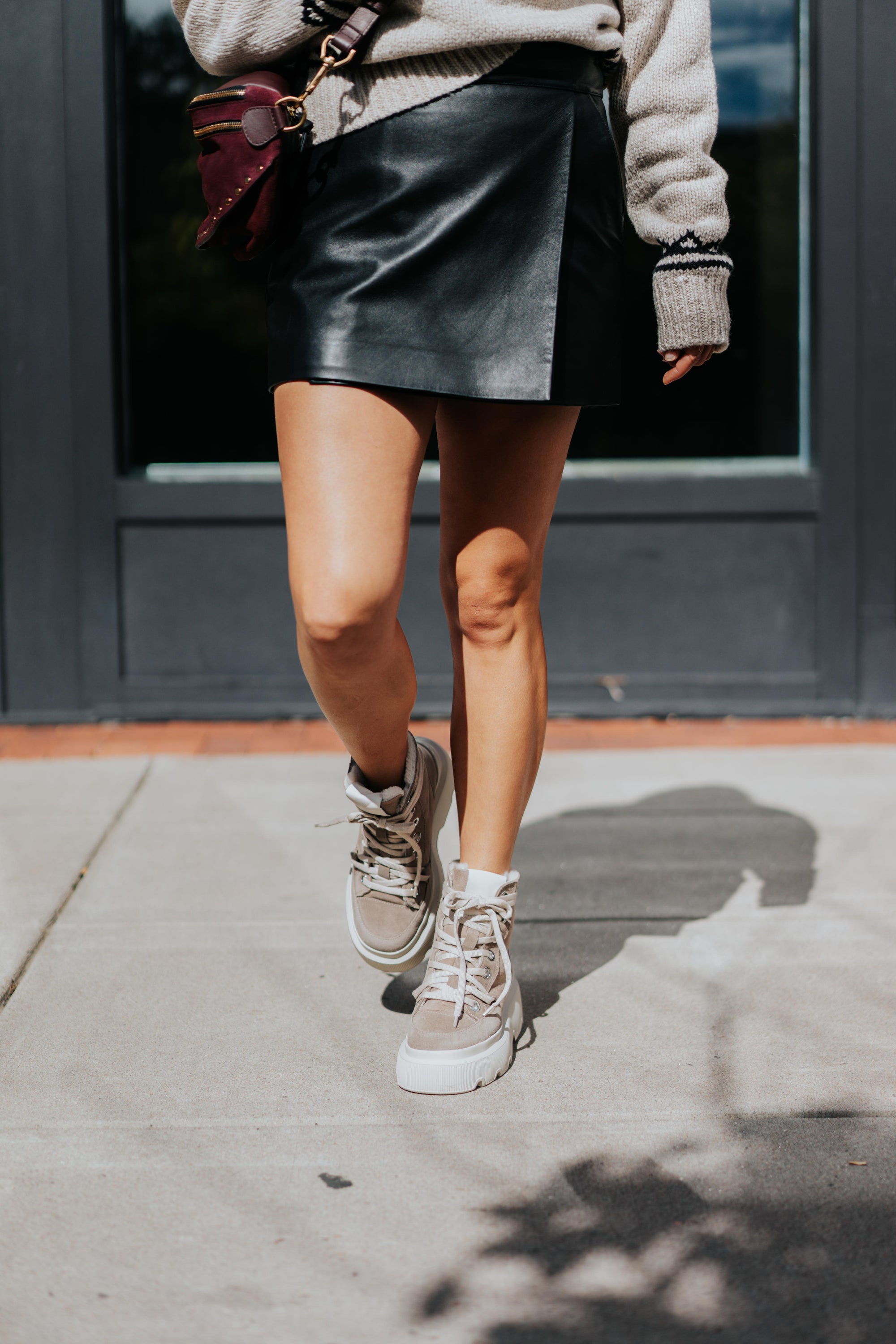 Rose Leather Mini Skort. by Ramy Brook