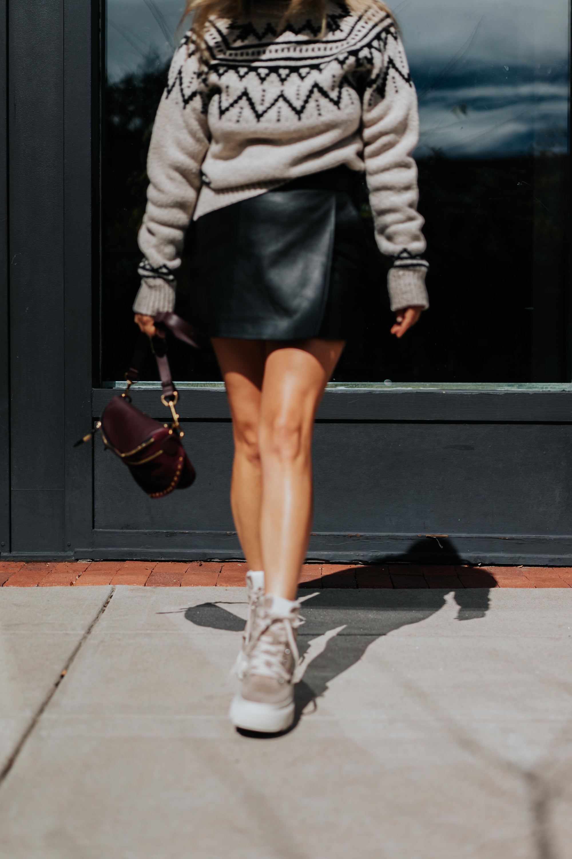 Rose Leather Mini Skort. by Ramy Brook