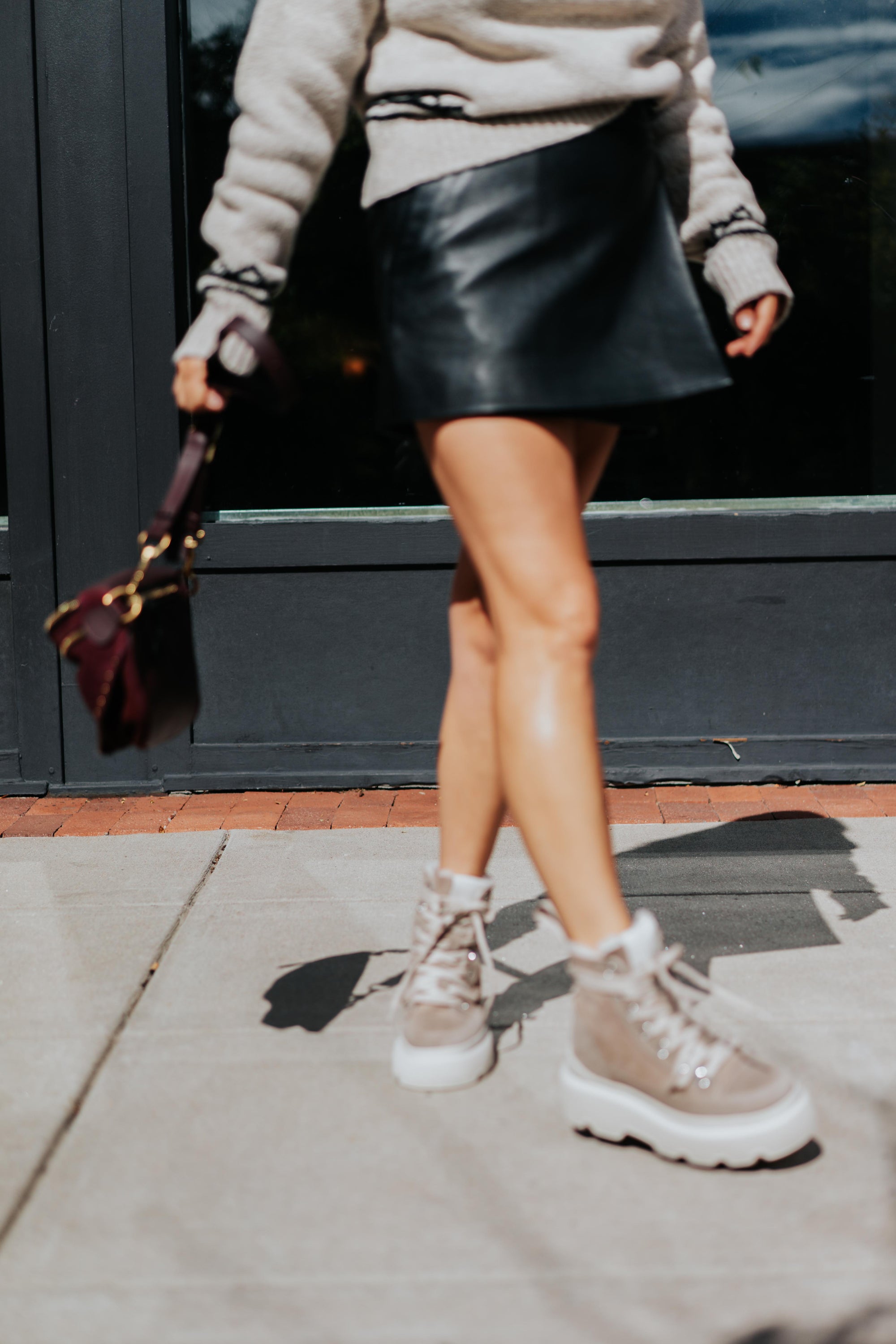 Rose Leather Mini Skort. by Ramy Brook