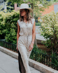 Sleeveless Maxi Dress in Brown/Khaki Snake by Michelle Jonas
