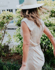 Sleeveless Maxi Dress in Brown/Khaki Snake by Michelle Jonas