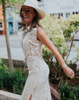 Sleeveless Maxi Dress in Brown/Khaki Snake by Michelle Jonas