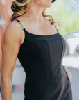 Daphne Corset Cami Dress in Black by THEO