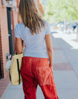 MATTE/SATIN LOOSE DRAWCORD BIGGY in Artyard Red by FREECITY