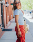MATTE/SATIN LOOSE DRAWCORD BIGGY in Artyard Red by FREECITY
