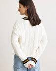 Blair Cable V Neck Sweater in Ivory by Not Monday