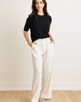 Brynn Tie Front Pant in Black and White Stripe By Not Monday
