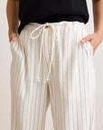 Brynn Tie Front Pant in Black and White Stripe By Not Monday