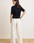 Brynn Tie Front Pant in Black and White Stripe By Not Monday