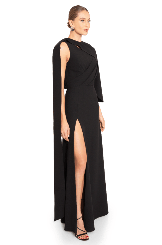 green emerald velvet dress Kissam Gown in Black by Black Halo