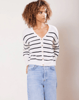 Laurel Cashmere Cardigan in Ivory Stripe by Not Monday