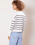 Laurel Cashmere Cardigan in Ivory Stripe by Not Monday