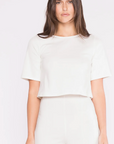 Ponte Knit Short Sleeve Top in White by Ripley Rader