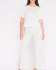 Ponte Knit Wide Leg Cropped Pant in White by Ripley Rader