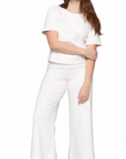 Ponte Knit Wide Leg Cropped Pant in White by Ripley Rader