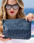 Medium Pouch in Steel Blue Crossweave by Kempton & Co.