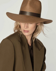 Zoe Straw Fedora in Brown by Janessa Leone