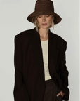 Felix Raffia Straw Bucket Hat in Dark Earth by Janessa Leone