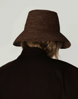 Felix Raffia Straw Bucket Hat in Dark Earth by Janessa Leone