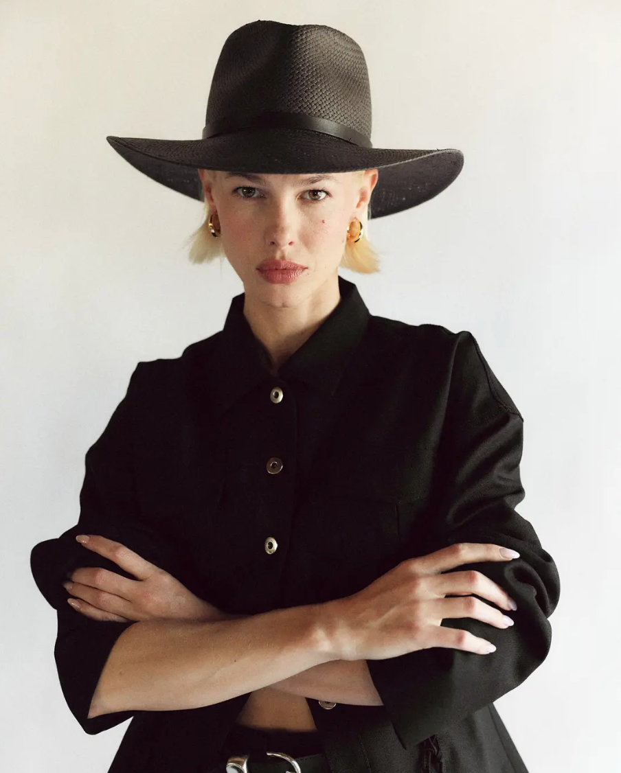 Sherman Straw Fedora in Black by Janessa Leone – Haven display picture 3