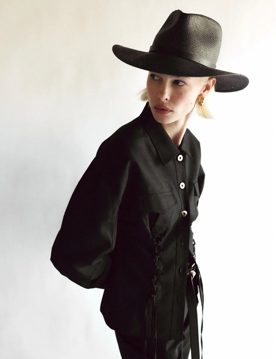 Sherman Straw Fedora in Black by Janessa Leone – Haven display picture 3