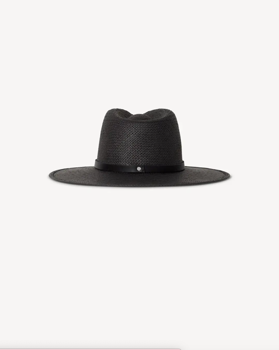 Sherman Straw Fedora in Black by Janessa Leone