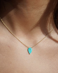 Neon Blue Paraiba Turquoise Teardrop Necklace by Leela Grace Jewelry