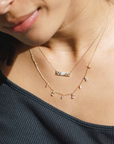 Scattered Diamond Bar Necklace by Leela Grace Jewelry