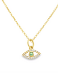 Diamond & Emerald Evil Eye Necklace by Leela Grace Jewelry