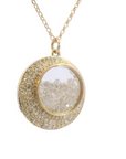 Quartz & Diamond Shaker Disc Necklace by Leela Grace Jewelry