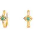 Turquoise & Diamond Evil Eye Huggie by Leela Grace Jewelry