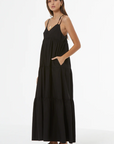 Patio Poplin Dress in Black by YFB