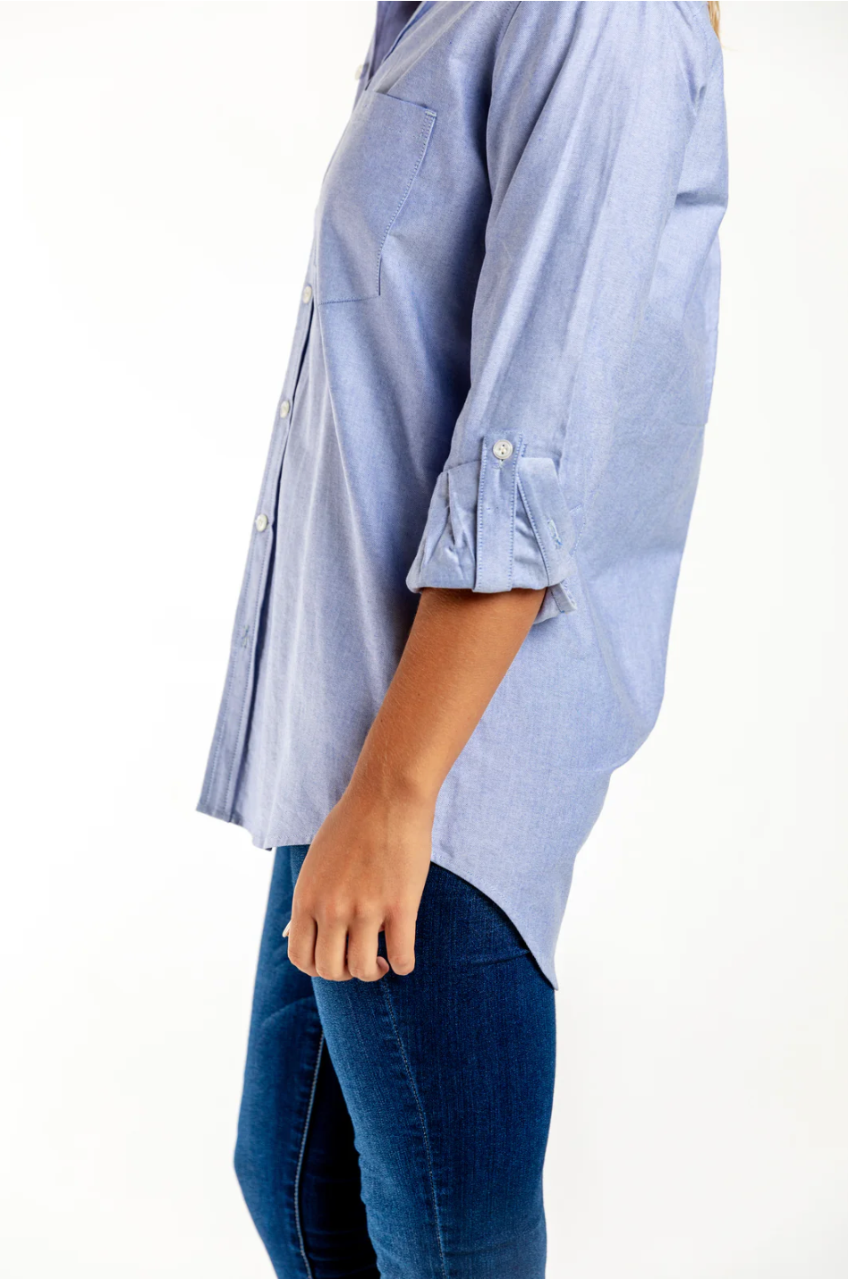 Girlfriend Shirt in Blue Oxford by Emily Phillips