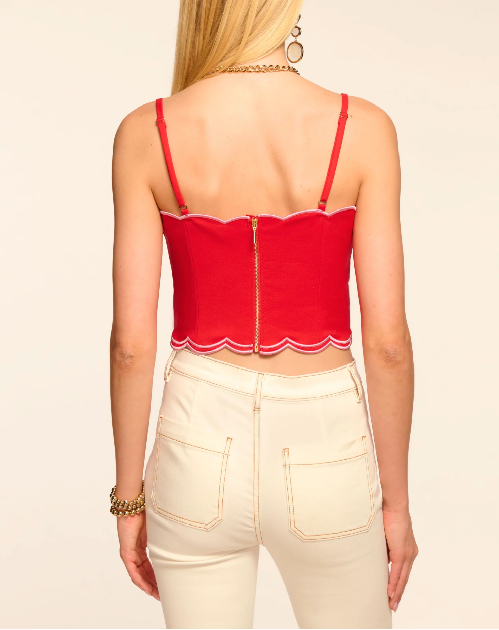 トップス PILE FLARE TANK TOPS Cream Cotton Floral Print V-Neck Peplum Tank Top | Lime Lush Boutique