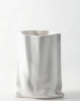 "Le Papier" - White Paper Bag Looking Ceramic Vase