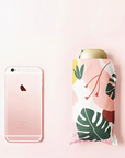 “Peinture” Floral Monstera Pocket Mini Umbrella