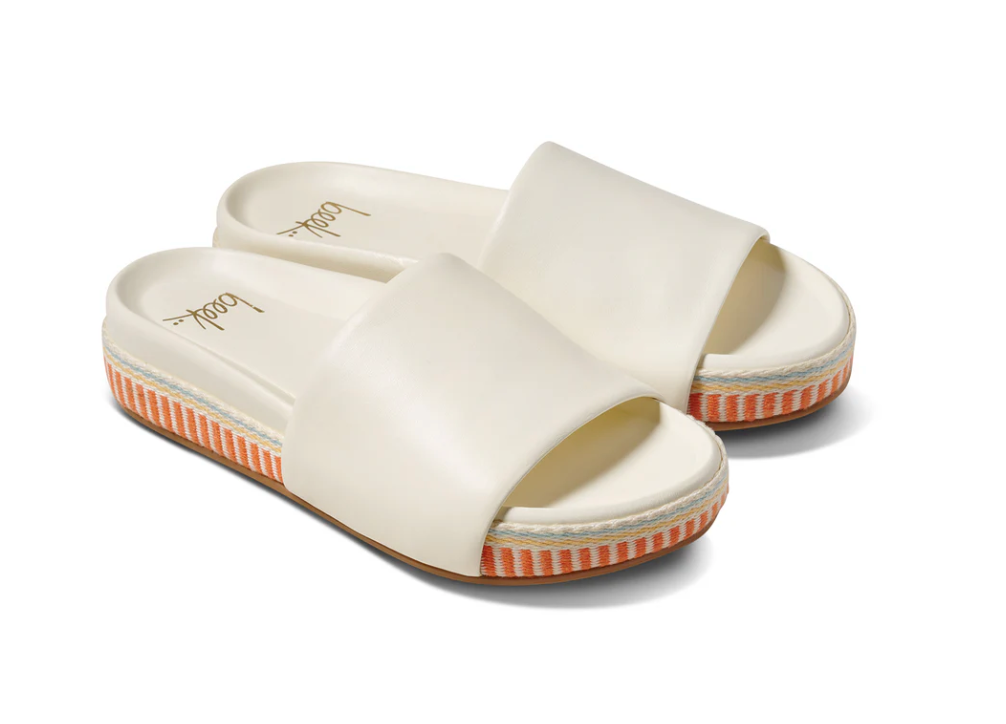 Pelican Textile Leather Platform Sandal in Vanilla by Beek