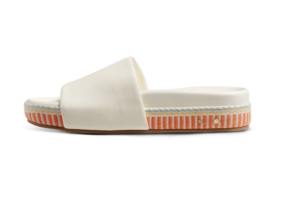 Pelican Textile Leather Platform Sandal in Vanilla by Beek