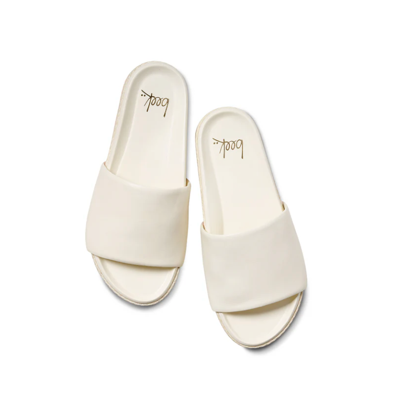 Pelican Textile Leather Platform Sandal in Vanilla by Beek