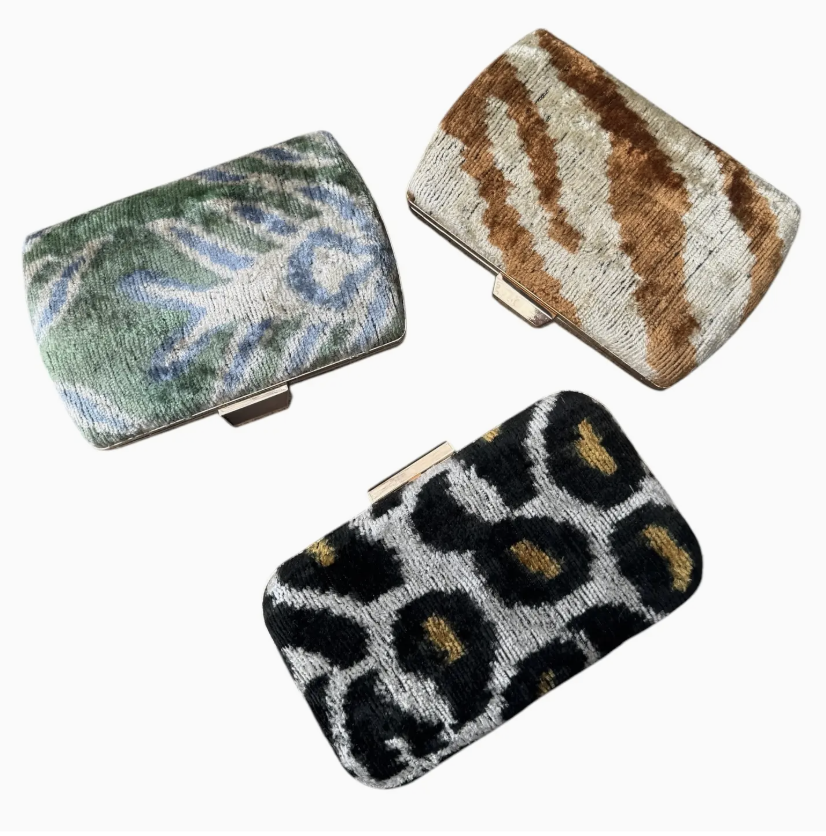 Silk Velvet Ikat Box Clutch