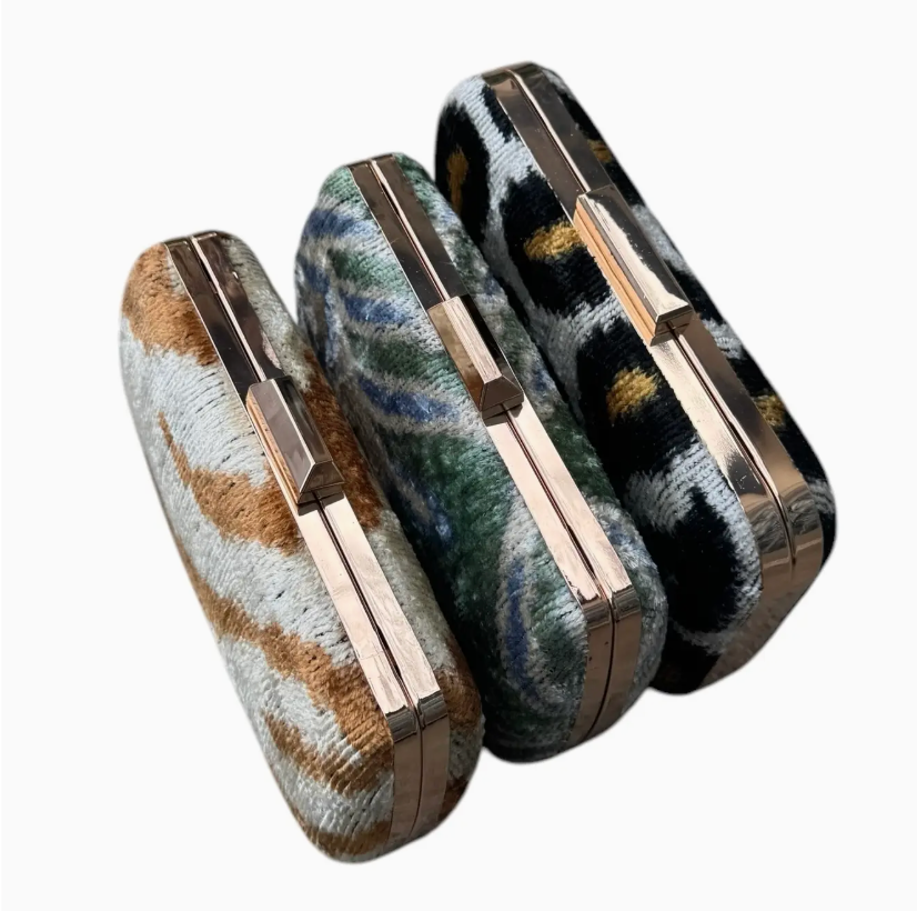 Silk Velvet Ikat Box Clutch