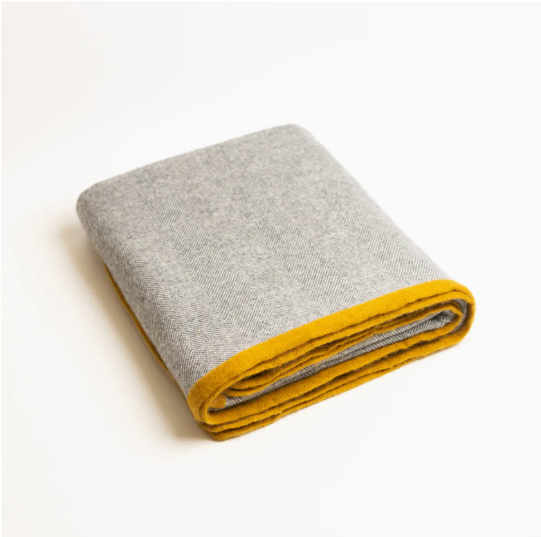 100% Cashmere Reversible Luxury Blanket Travel Throw in Gray