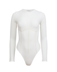 Organic Cotton Long Sleeve T-Shirt Bodysuit in White by Fleur Du Mal