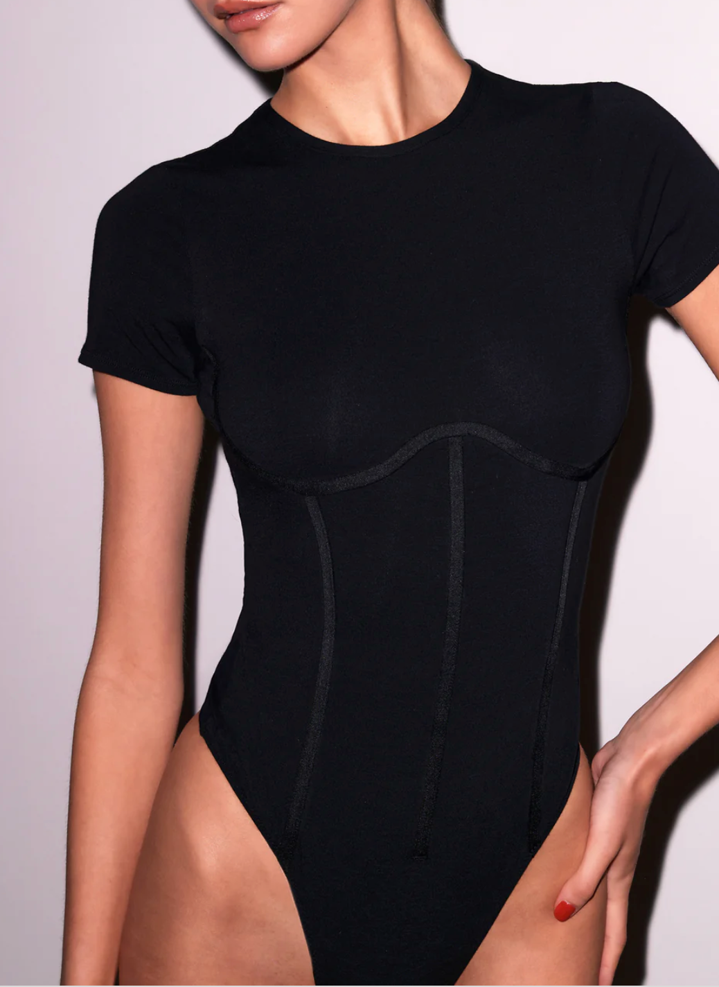 Organic Cotton T-Shirt Bodysuit in Black by Fleur Du Mal