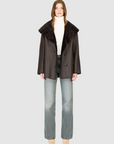 Cherez Reversible Shearling Jacket in Chocolate Silky by HISO