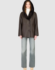 Cherez Reversible Shearling Jacket in Chocolate Silky by HISO